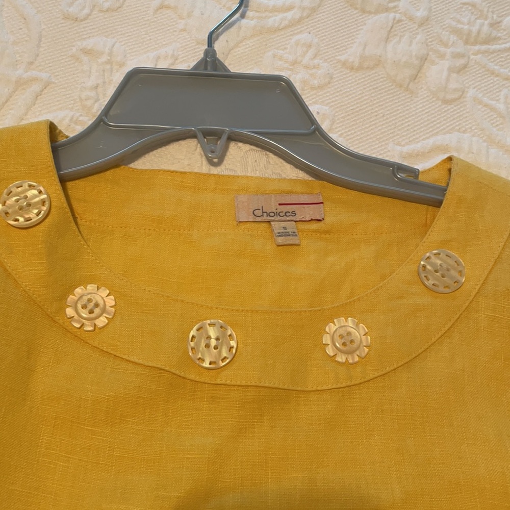 Choices yellow linen top small EUC - Picture 3 of 4